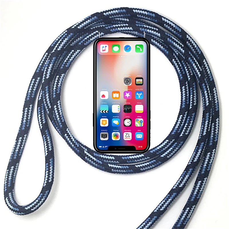 Чехол Lanyard Цепочки и ожерелья плечевой шейный ремень веревка шнур для samsung Galaxy S3 Duos Neo S6 S7 край S8 S2 плюс S4 S5 мини-чехол для телефона - Цвет: 5Blue-Black