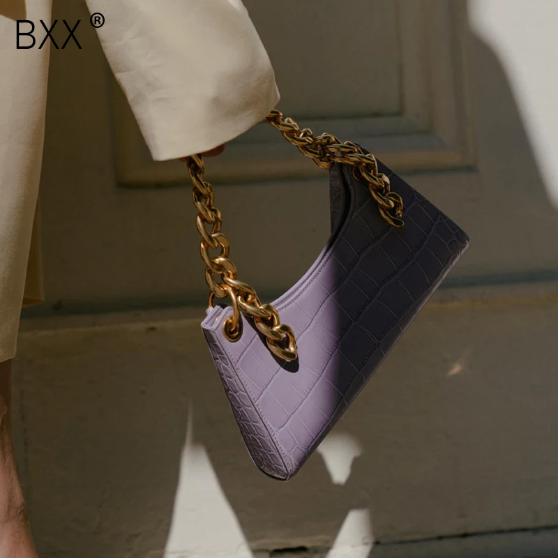 

[BXX] 2020 Casual Chain Handbags Women Crocodile Pattern Shoulder Bags Women PU Leather Package Female Purse Bag HJ557