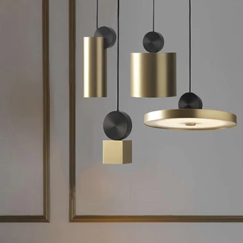 

lyustra lampa Nordic Simple LED Pendant Lights Stainless Steel Creative Lighting Fixture Geometric Combined Pendant
