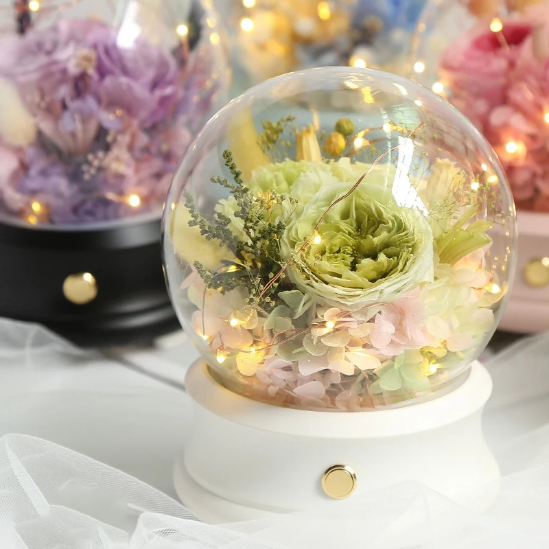 Creative Bluetooth Music Box Audio with Lamp Base Glass Cover DIY Crafts Home Bedroom Decoration Birthday Valentine's Day Gift