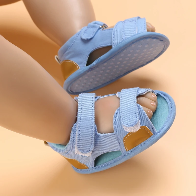 2021 NEW 0-18Months Kids Newborn Baby Boys Fashion Summer Soft Crib Shoes First Walker Anti Slip Sandals Shoes Soft Sole