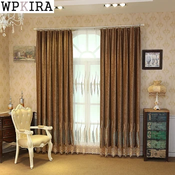 

brown embroidered gold curtains for the living room with the sheer luxury hotels suitable for bedroom S326&30