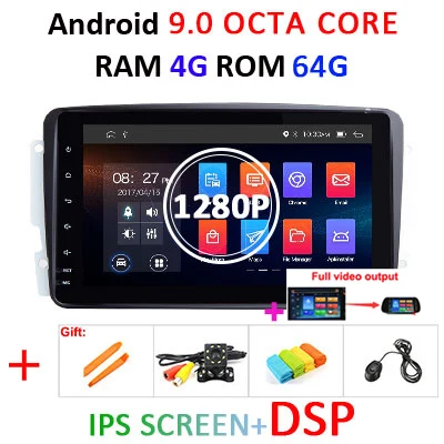 4G 64G Автомобильный мультимедийный плеер Android 9,0 2 Din dvd gps Авторадио для Mercedes/Benz/CLK/W209/W203/W208/W463/Vaneo/Viano/vito DSP - Цвет: 4G64GIPSDSP 1280P F