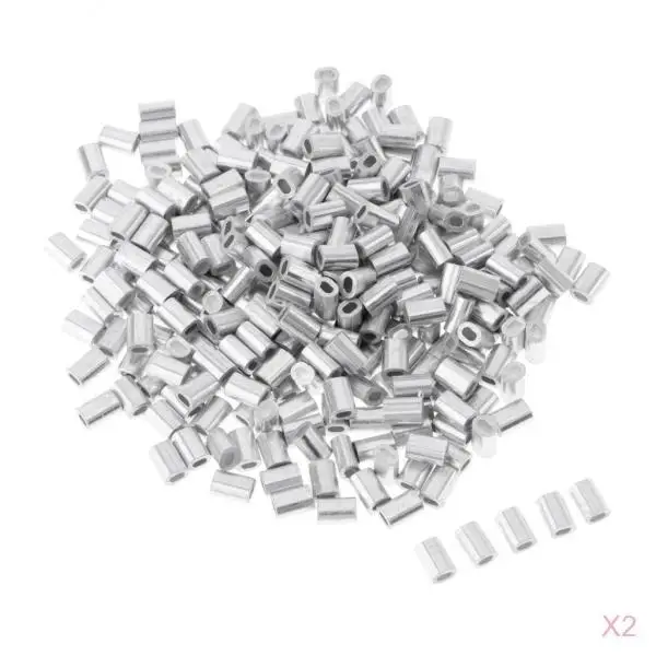 Pack 200pcs Double Barrel Aluminum Crimp Sleeves Fishing Line Tube Connectors, Crimping Loop Sleeves