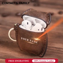 Масляный нубук кожаный чехол для AirPods 1/2 Bluetooth беспроводные наушники защитный чехол кожа для Airpods зарядное устройство аксессуары