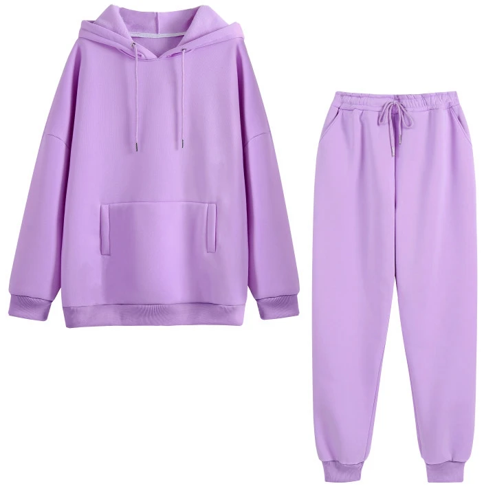 

Autumn Winter Tracksuit Women Two Piece Set Hoodies and Long Pants Suits Solid Color Fleece Hooded Sweatshirts Casual Outfits
