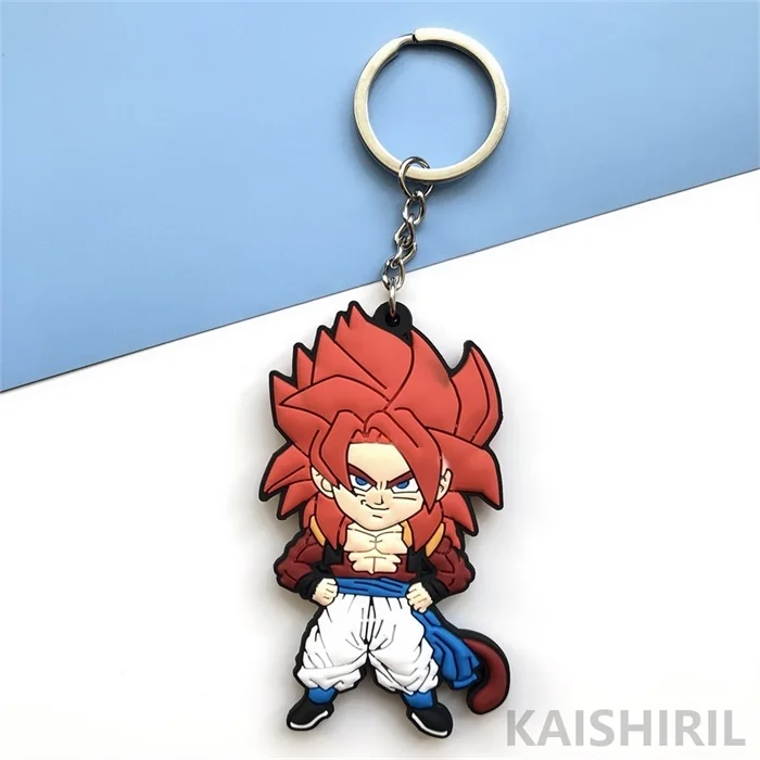 keychain 4 Мода Dragon Ball Z брелок ПВХ Аниме Супер Saiyan Goku брелок мультяшный фигурки Модель брелок для ключей кольцо - Цвет: keychain 4