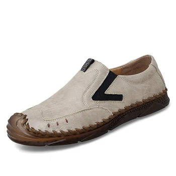 

New Men's Casual Shoes Handmade Loafers Autumn Mens Genuine Leather Shoes Comfortable Breathable Designer Men Shoes 38-47