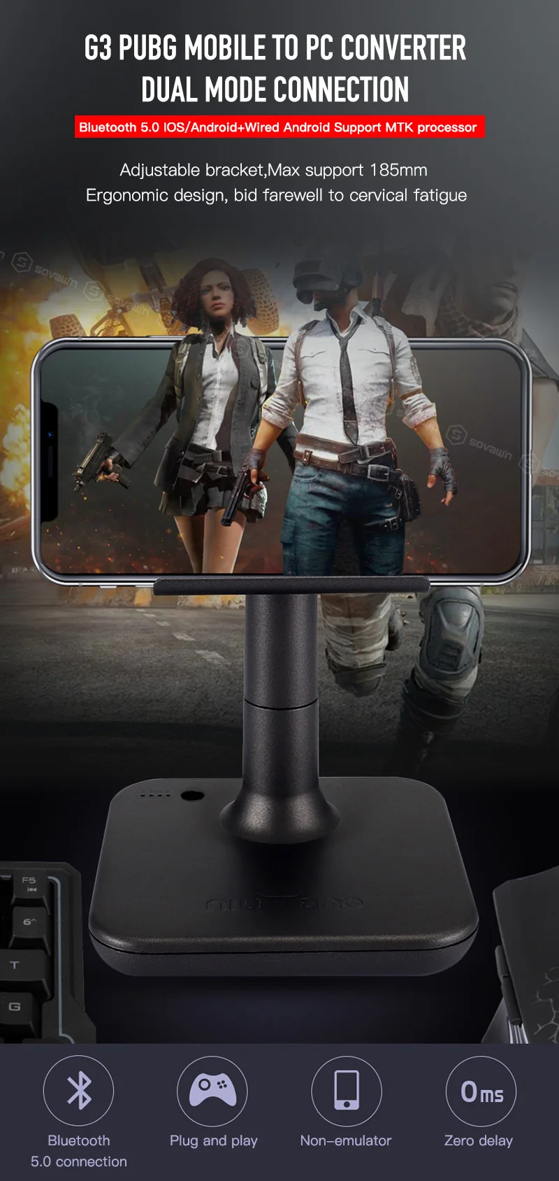 G3 Pubg геймпад контроллер для ios для Andorid Bluetooth Мобильный контроллер USB клавиатура переходник для мыши подставка Регулируемая по высоте