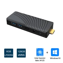 T6 PRO Windows 10 Intel Celeron J4125 Mini Pc Stick LPDDR4 6GB 128GB 1000M LAN Bluetooth 4K Mini komputer biurowy