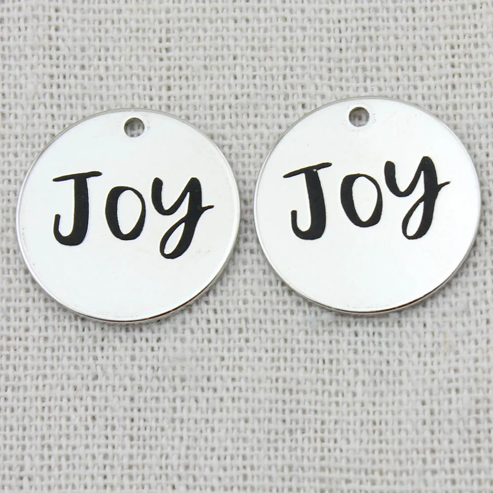 JOY Pendant Necklace Jewelry Egraved Sister Gifts Chain necklace 2021 trend Key Chains charms 22mm 5Pcs/Lot | Украшения и