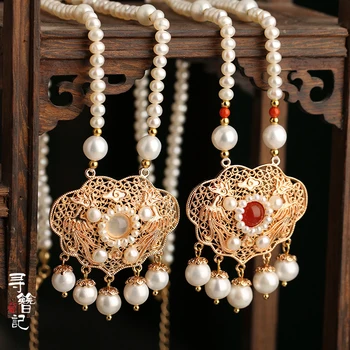 

Hanfu Cheongsam Necklace Accessories Pendant Young Girl Temperament Necklace National Style Classical Tassel Handwork Ornaments