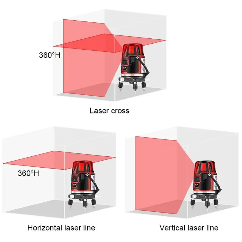 Лазерный уровень Красного Креста, 12 линий, 360 градусов, 3D уровень, измерительные инструменты, штатив для лазерных строительных инструментов Nivel, зарядка