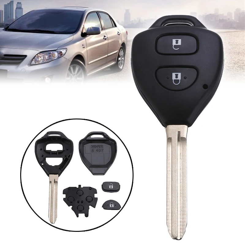 1pcs 2 Button Remote Key Fob Shell Case Replacement For Toyota Corolla Rav4 Hilux Yaris Echo Tarago NO LOGO Key Case