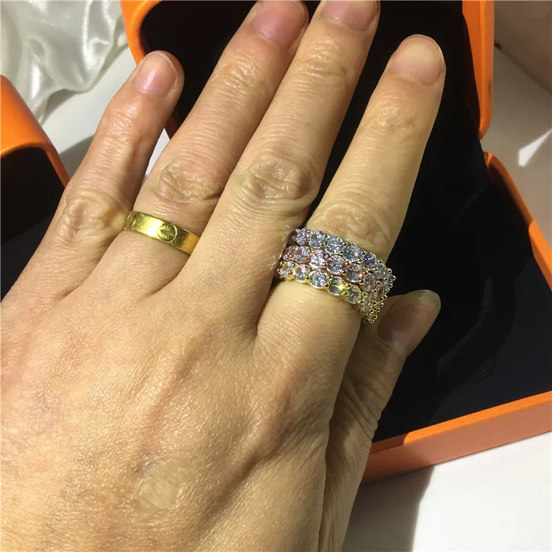 2020 Eternity 925 Sterling silver Ring 4mm Lab Diamond cz Engagement Wedding Rings for women men Wholesale Party Jewelry Gift 5