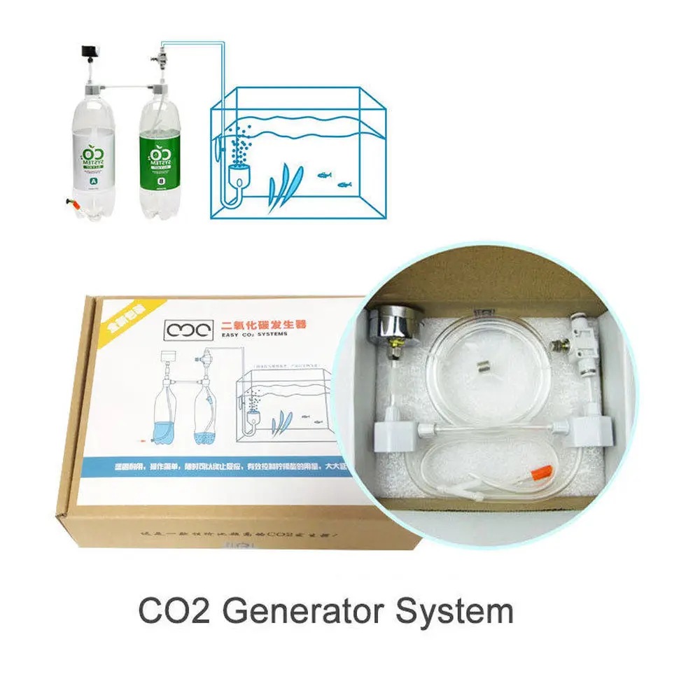

YYAQUA Aquarium Fish Tank DIY CO2 System CO2 Generator Kits with Pressure Air Flow Adjustment for Aquatic Pets and Water Plants