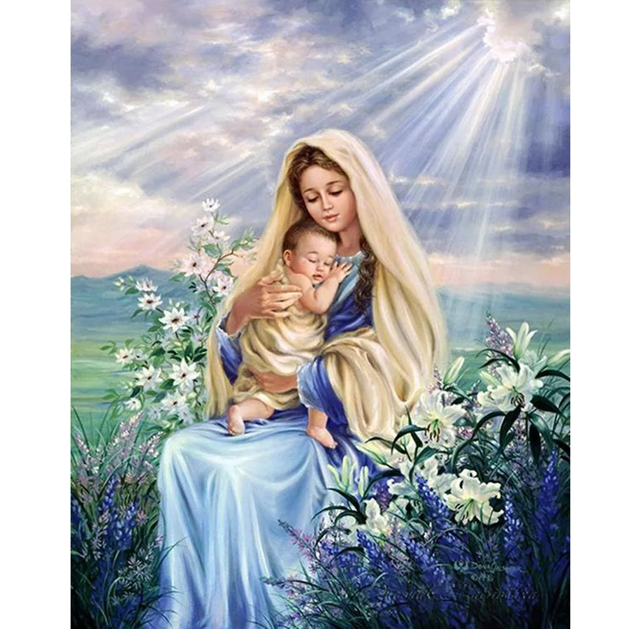 Алмазная картина девы марии дети христианская религия иисус христос DIY 3D алмазная вышивка материнская любовь ребенок религиозные подарки