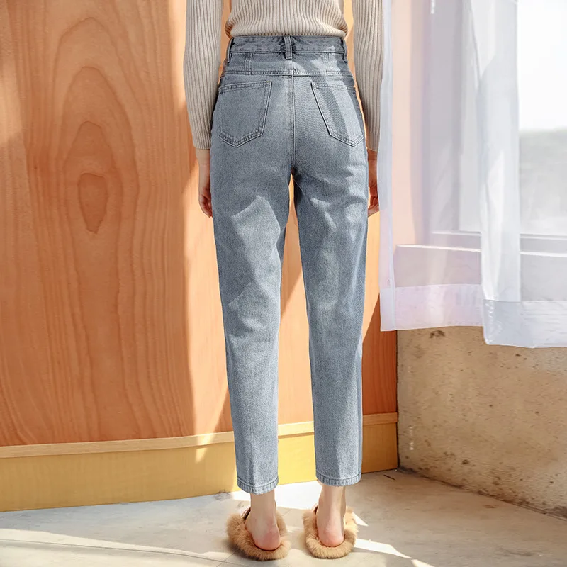 Hot sale 2020 Spring new jeans woman high waist Zipper Fly Loose Casual wild Slim Fashion Washeded vintage small pencil pants