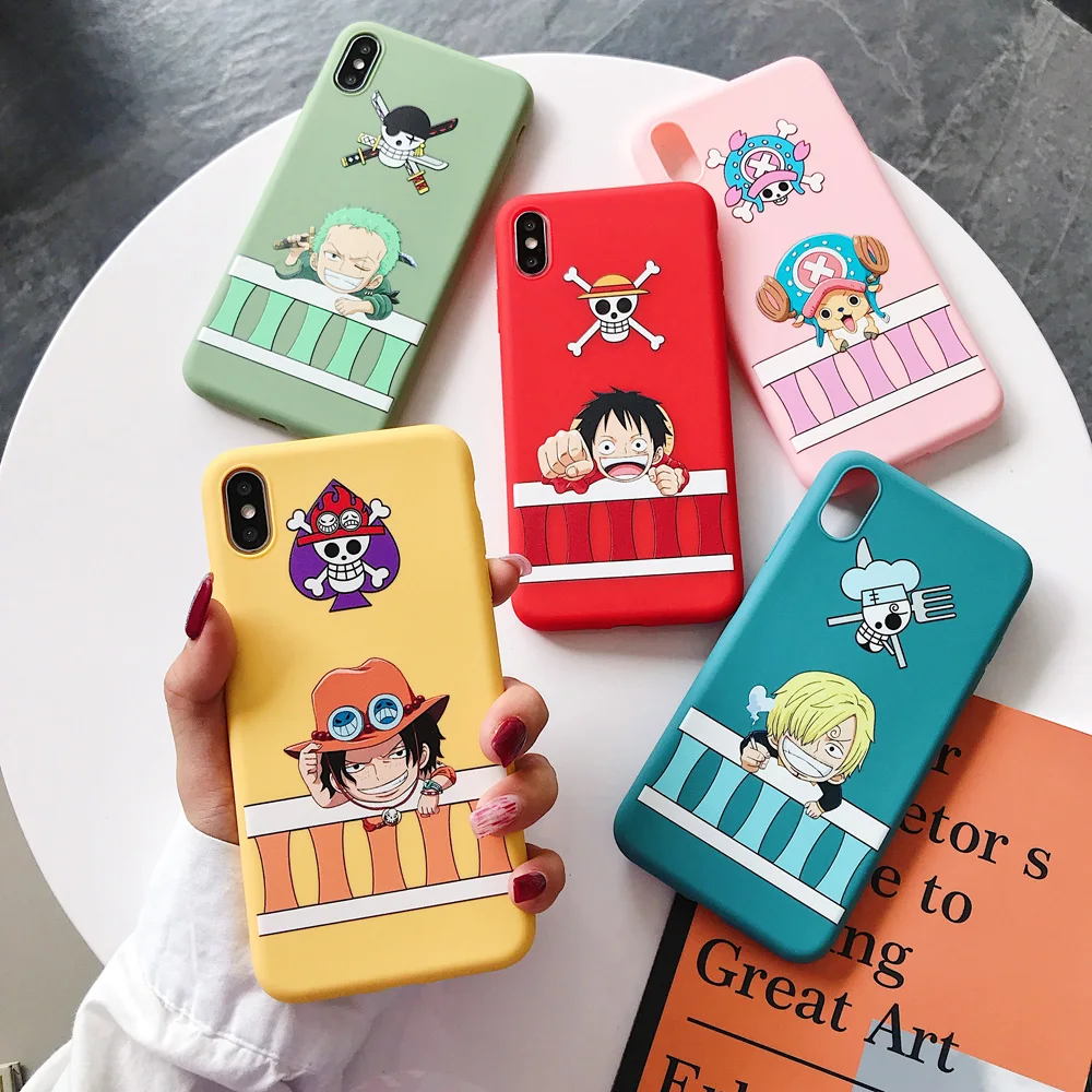 

Silicone Phone Case For iPhone X Xs XR XS Max 8 7 6 6S Plus 11 Pro Max One Piece Luffy Choppe Zoro Pattern Soft Back Cover