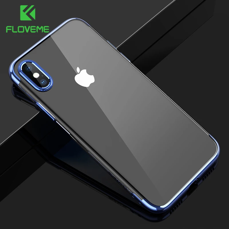 Чехол FLOVEME для iPhone X XS Max 7 8 Роскошный прозрачный мягкий чехол из ТПУ с покрытием Plus