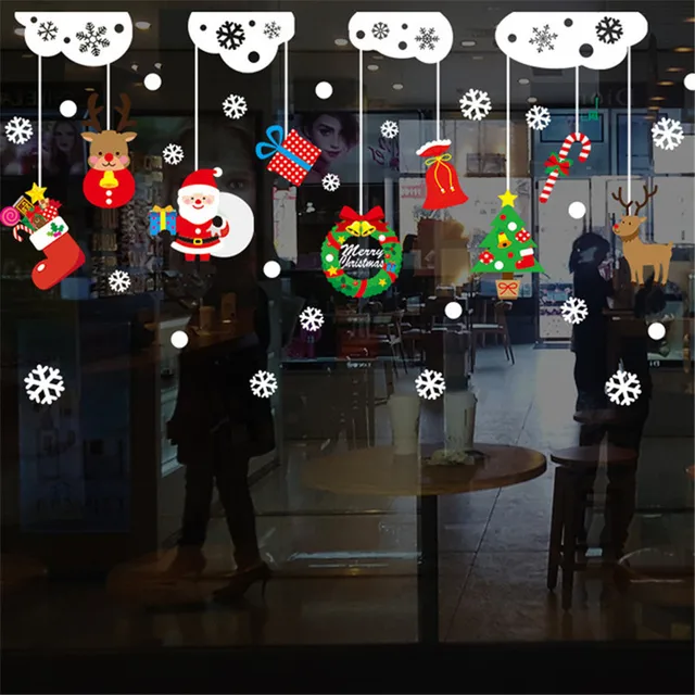 Autocollants De Noël Pour Fenêtres – 174 Pièces, Réutilisables, Style Aquarelle – Père Noël, Rennes, Flocons