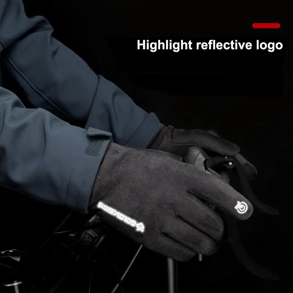 Motorcycle Anti-skid Silicone Mittens Winter Warm Riding Gloves Outdoor Sport Waterproof Windproof Night Riding Reflective Glove
