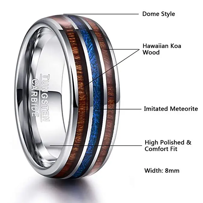 Stainless Steel Polished Grooved Comfort Back Ring Size 7.5 Length Width 8