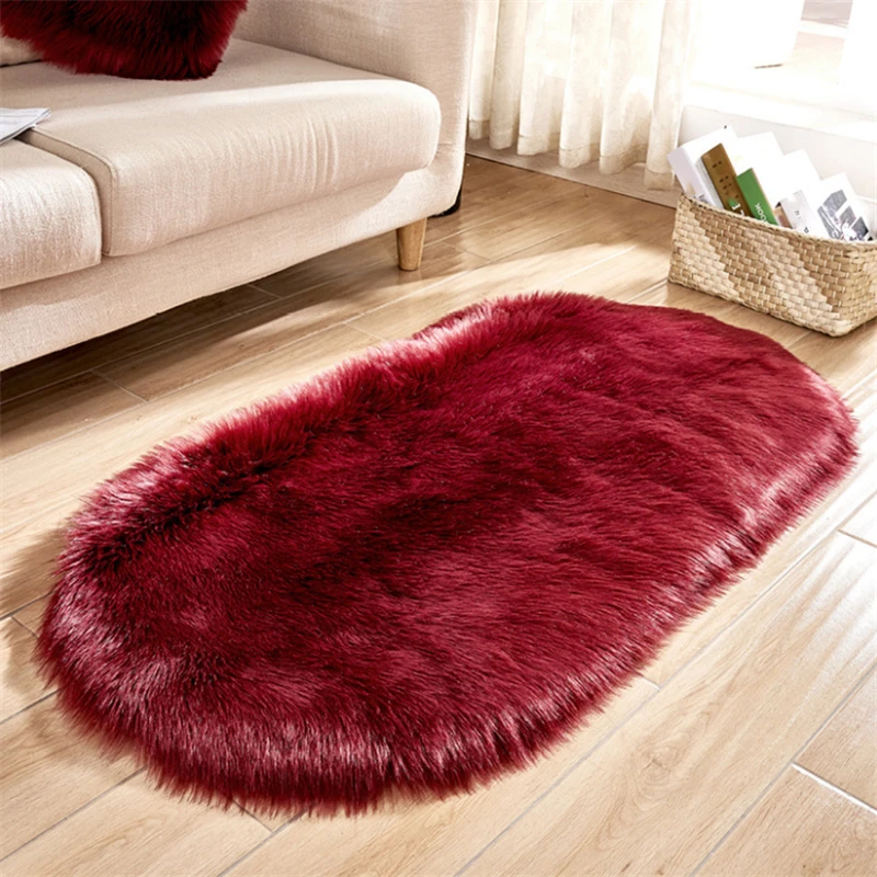 Luxurious Red Faux Fur Sheepskin Rug