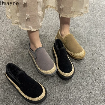 

2019 new winter Harajuku lazy bread shoes fashion plus velvet cotton shoes warm non-slip female snow shoes tide