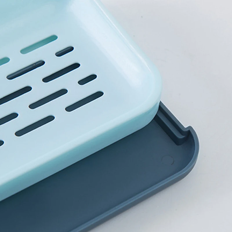 Bathroom Storage Racks Punch-free Double-layer Drain Square Plastic Soap Box Double Grid Soap Holder For Wall-mounted