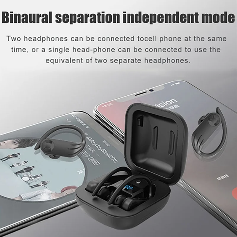B1 Спортивная Bluetooth гарнитура цифровой дисплей Висячие Наушники Tws 5,0 беспроводная Bluetooth гарнитура