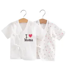 T shirt en coton à manches courtes pour nouveau né, vêtements en mousseline, pour bébé de 0 à 3 mois, imprimé de dessin animé, 2 pièces 