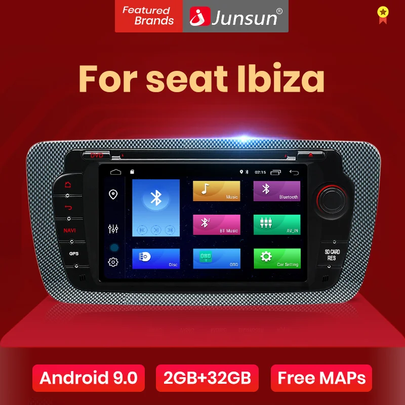 Автомагнитола Junsun для Seat Ibiza 6j мультимедийный проигрыватель на Android 9 0 2 Din с DVD GPS