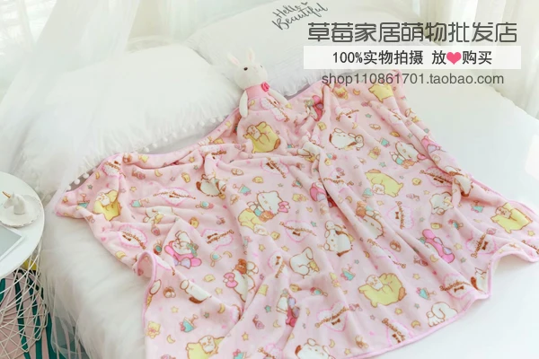 С принтом «Hello кitty»; с рисунками из мультфильма «My Melody Cinnamoroll PomPomPurin маленький Две звезды Подушка Одеяло 2 в 1: складной, стеганый Одеяло Наволочка на диванную подушку, декоративная подушечка