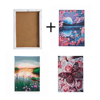 

With Frame DIY Diamond Painting Full Round Drill Flower Scenic Rhinestones Pictures Diamond Embroidery Cross Stitch Gift