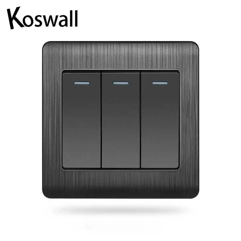 Роскошный переключатель прерыватель черный кнопочный светильник 3 банды 1 способ