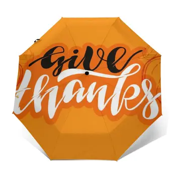 

Sunny Umbrella Give Thanks Poster Automatic folding portable men women umbrella Sunscreen rain Windproof beach parasol