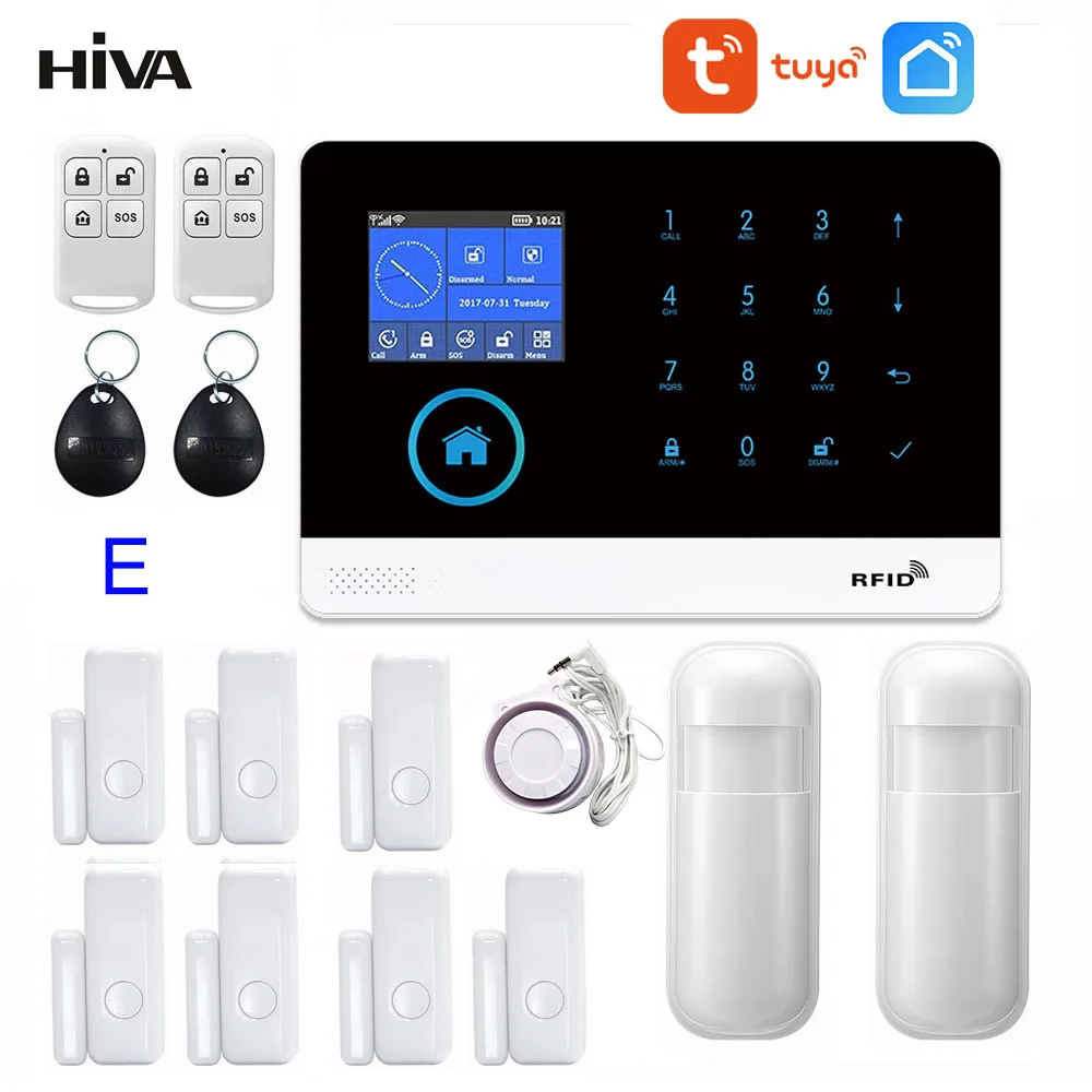 PG-103 Home Security Alarm System Wifi GSM Alarm Intercom Remote Control Autodial 433MHz Detectors IOS Android Tuya APP Control 