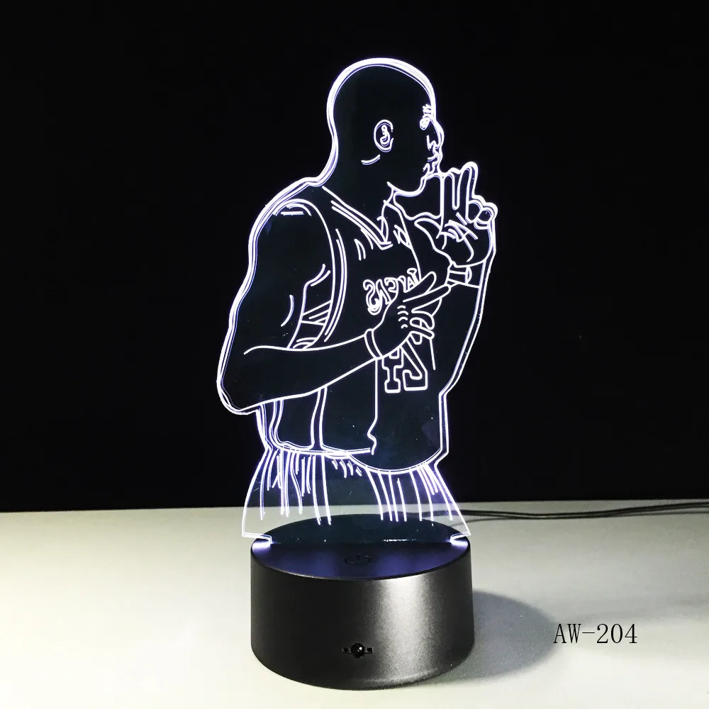 3D Baskereball плеер Кобе 7 цветов меняющее гнездо оригинальная Ночная подсветка офисное освещение друзья дети подарок на день рождения AW-204