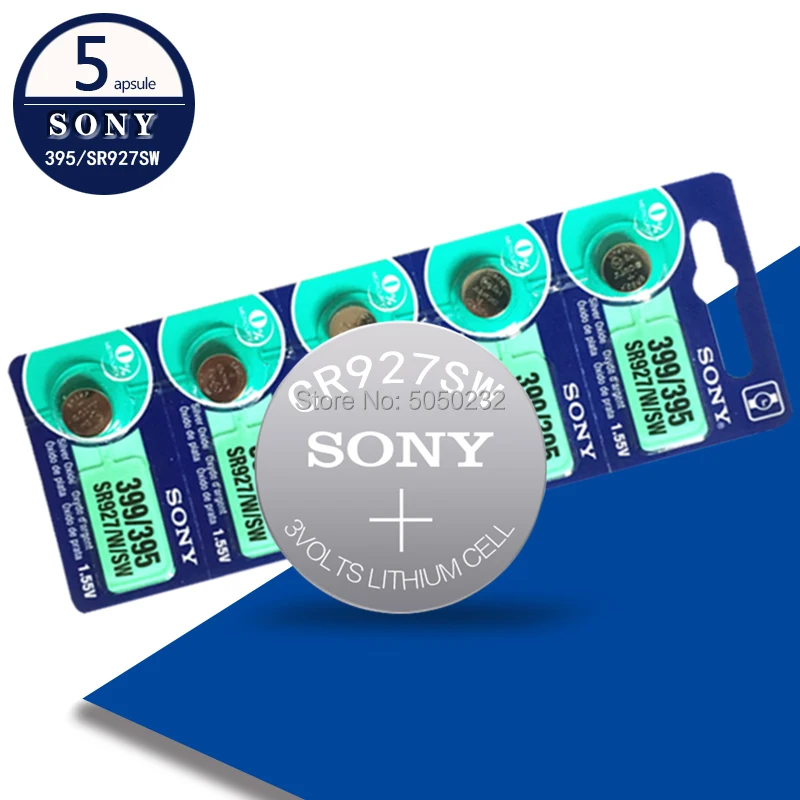 5 unids/lote para Sony Original 1,55 V 395 SR927SW 399 SR927W AG7 LR927 botón Ver Batería óxido de plata hecho en Japón
