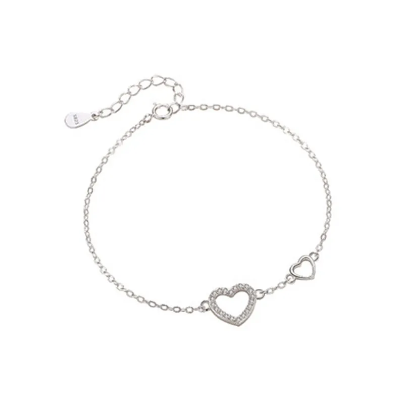 Настоящее 925 пробы, серебро, циркон, сердце, милый браслет, романтическое ювелирное изделие для женщин, Романтические Аксессуары для свадебной вечеринки