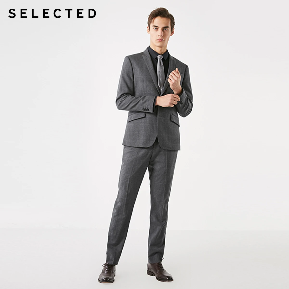 Выбранные Для мужчин's шерстяной плед Slim Fit костюм штаны | 41916C504