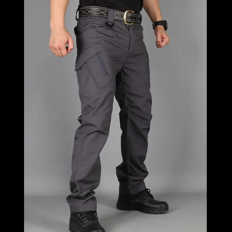Серый Pantalon hombre,, Мужские штаны-карго для городской тренировки, пешего туризма, тактические, IX9, мужские военные уличные спортивные штаны, штаны для бега в стиле хип-хоп - Цвет: Серый