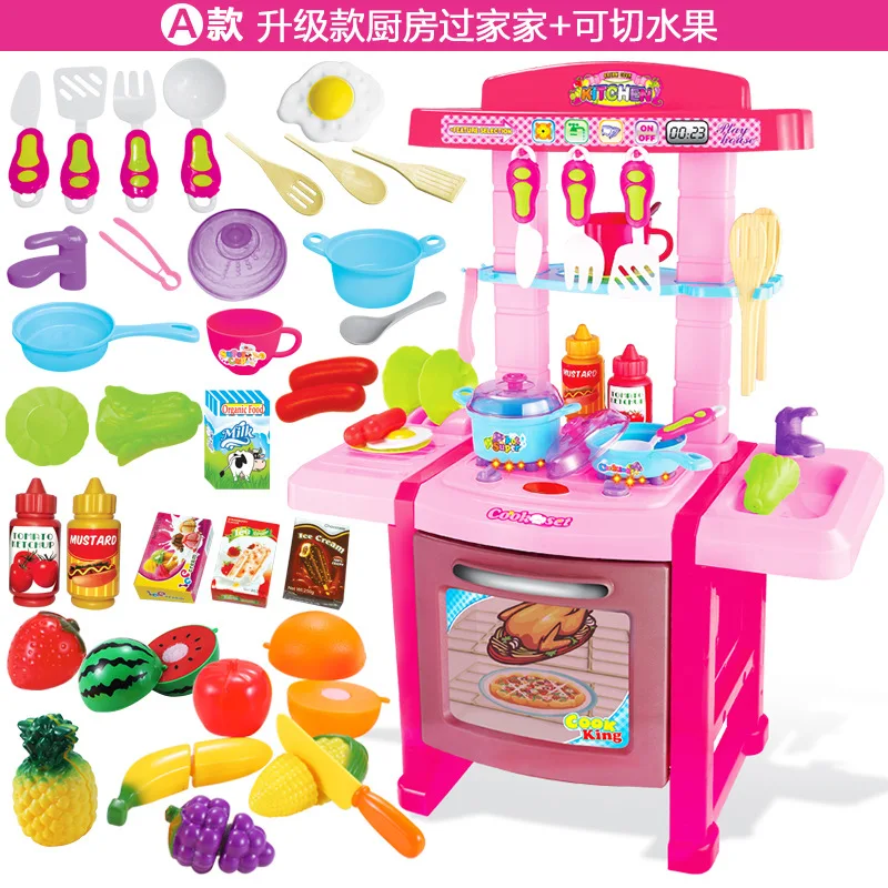 

Factory Sales Large Size Play House Children Cooking Toy Stove House Model Little Girl Baby Cook Set