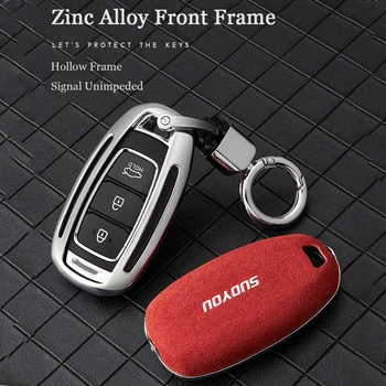

Remote 3 Button Suede leather Key Case for Hyundai Azera Grandeur Ig Accent Santa Fe Palisade 2017 2018 Car Smart Fob Cover