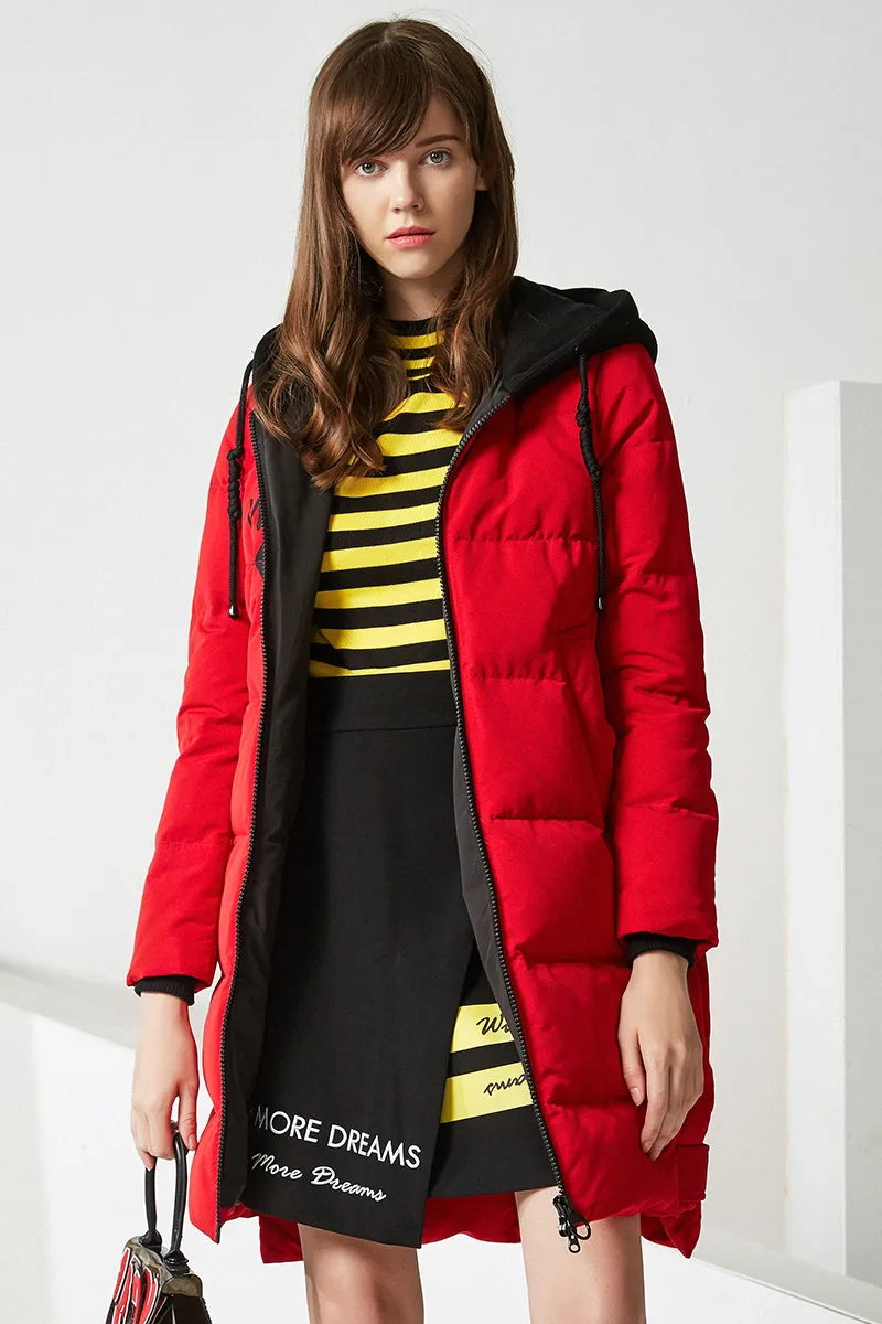 Женский пуховик BOSIDENG плотная теплая зимняя одежда с длинным капюшоном B70142110 |