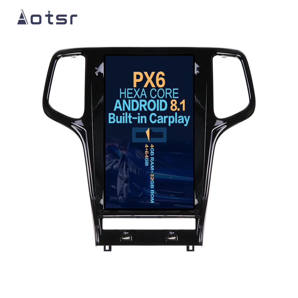 Aotsr Tesla 13 6 &quotAndroid 8 1 вертикальный телефон GPS для Jeep Grand Cherokee 2009 - 2013 Встроенный carplay