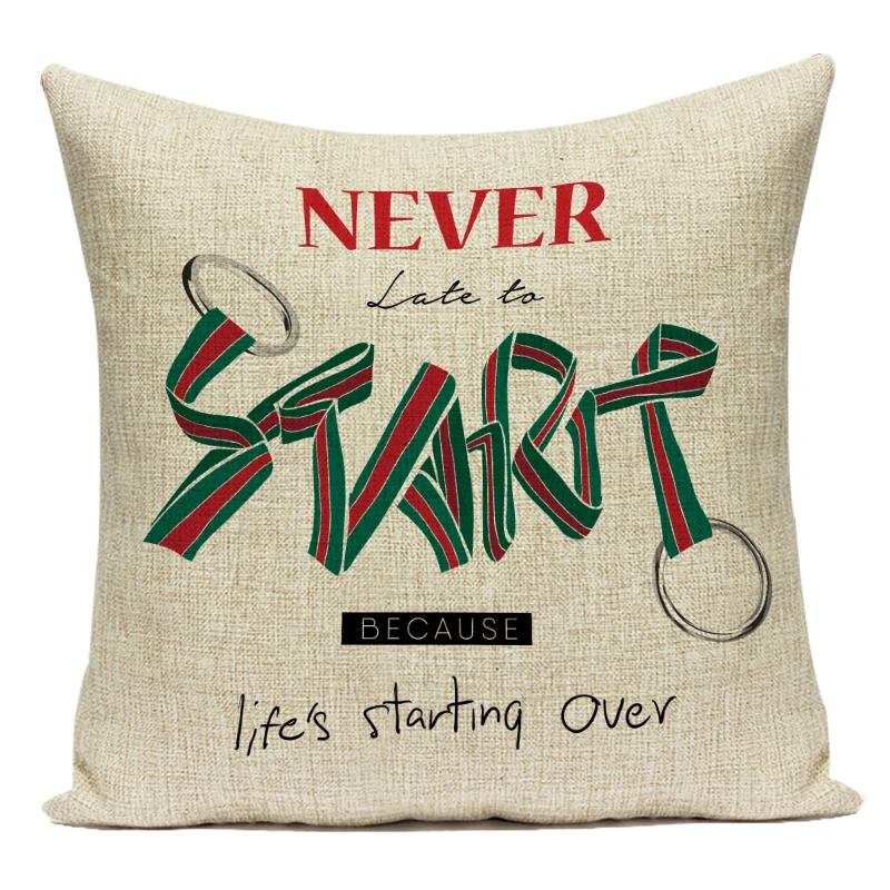 Декоративный чехол для подушки с надписью Kiss Love Never Start Friend хлопковый льняной