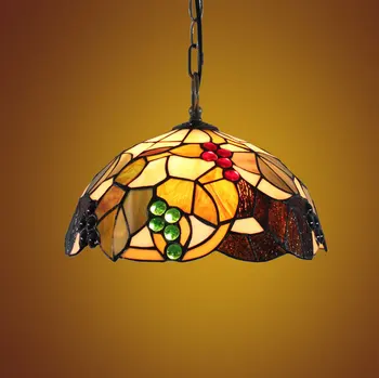

European-Style Bar Restaurant Lobby Glass Lamp American Country Retro Tiffany Colored Glass Grape Chandelier