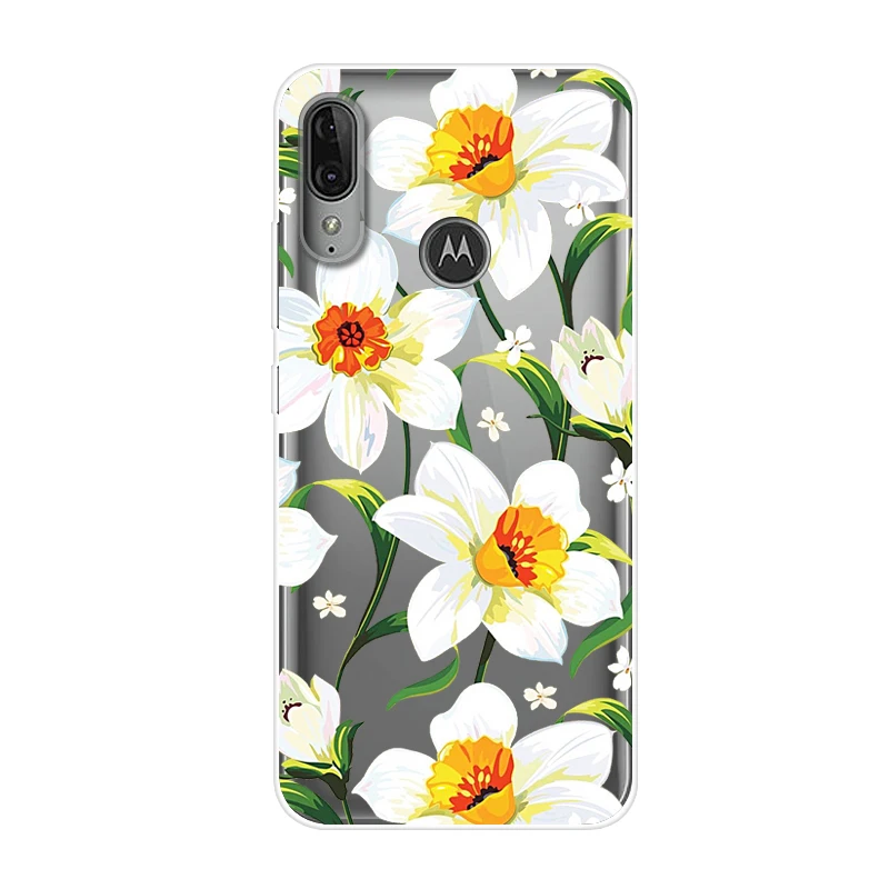34 Чехлы для телефонов Motorola Moto E6 Plus, Прозрачный Мягкий ТПУ силиконовый чехол с цветами для Moto E 6s, задняя крышка, чехол e 6 E6Plus e 6s - Цвет: 34